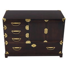 Campaign Brass Hardware Bachelor Chest Dresser with Two Doors Compartment