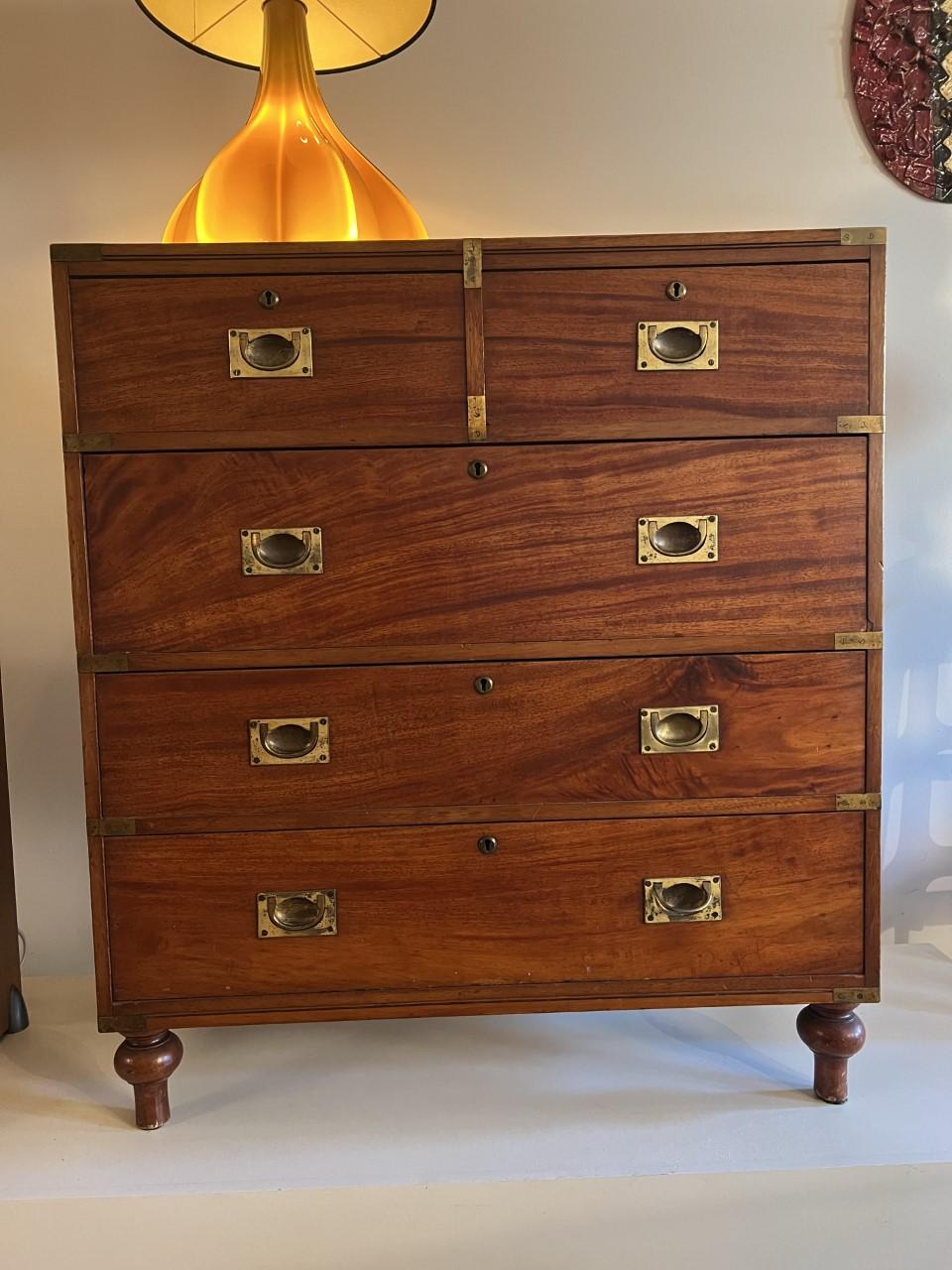 English Campaign Cest of Drawers Officers Chest For Sale