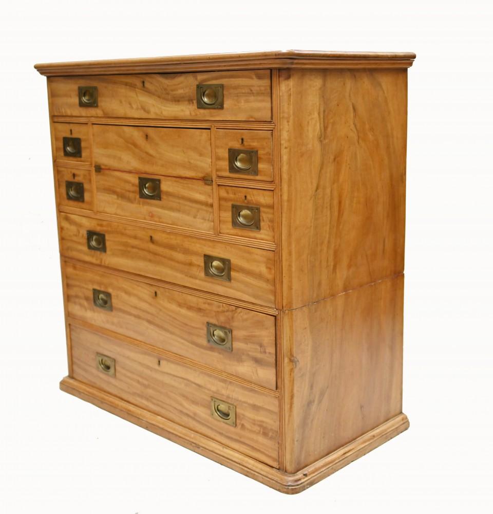 Campaign Chest Desk Secretary Camphor Wood Antique For Sale 1