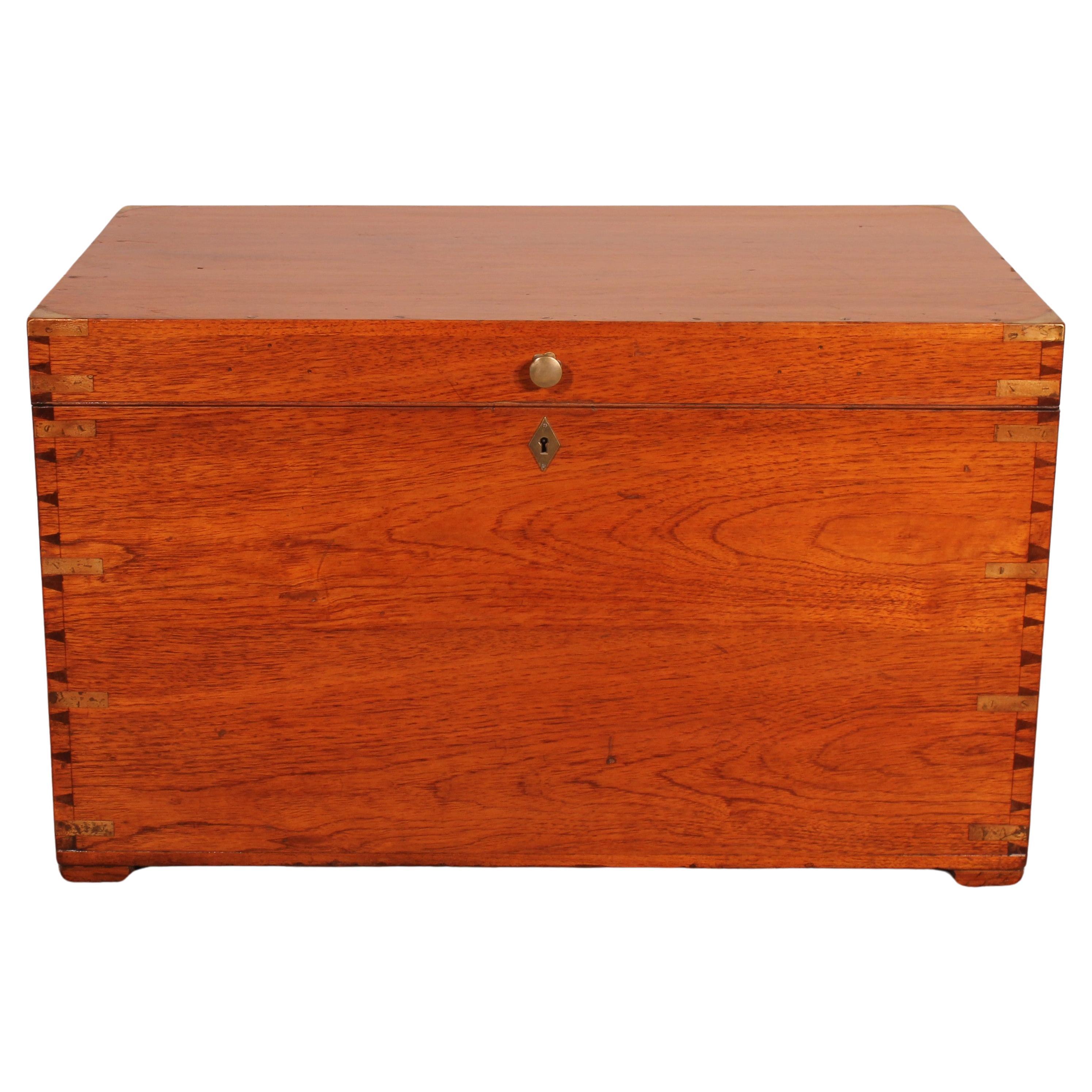 Campaign Chest In Camphor Wood From The 19th Century Stamped Army And Navy Csl For Sale