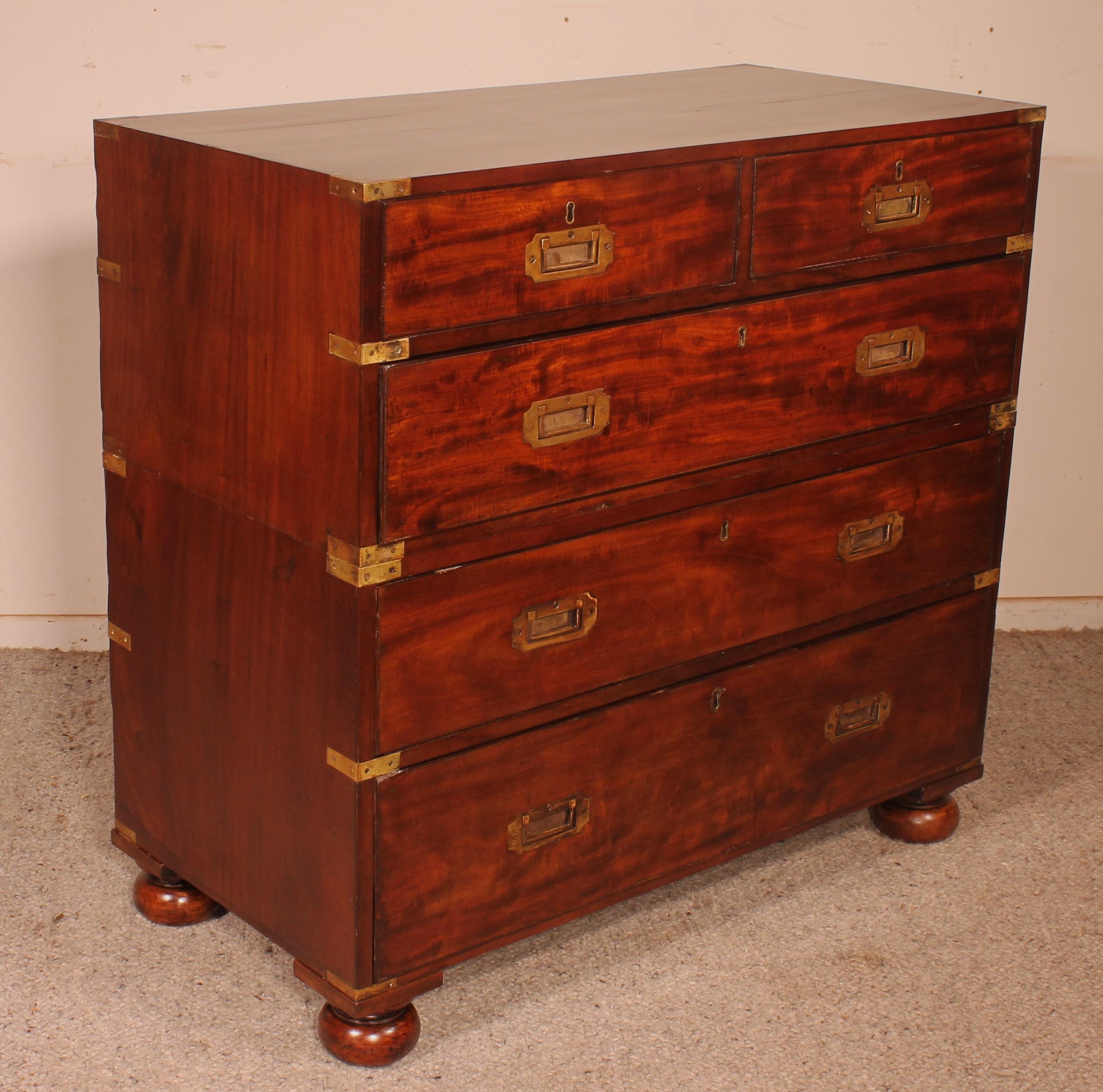Campaign Chest of Drawer in Mahogany-19 ° Century 3
