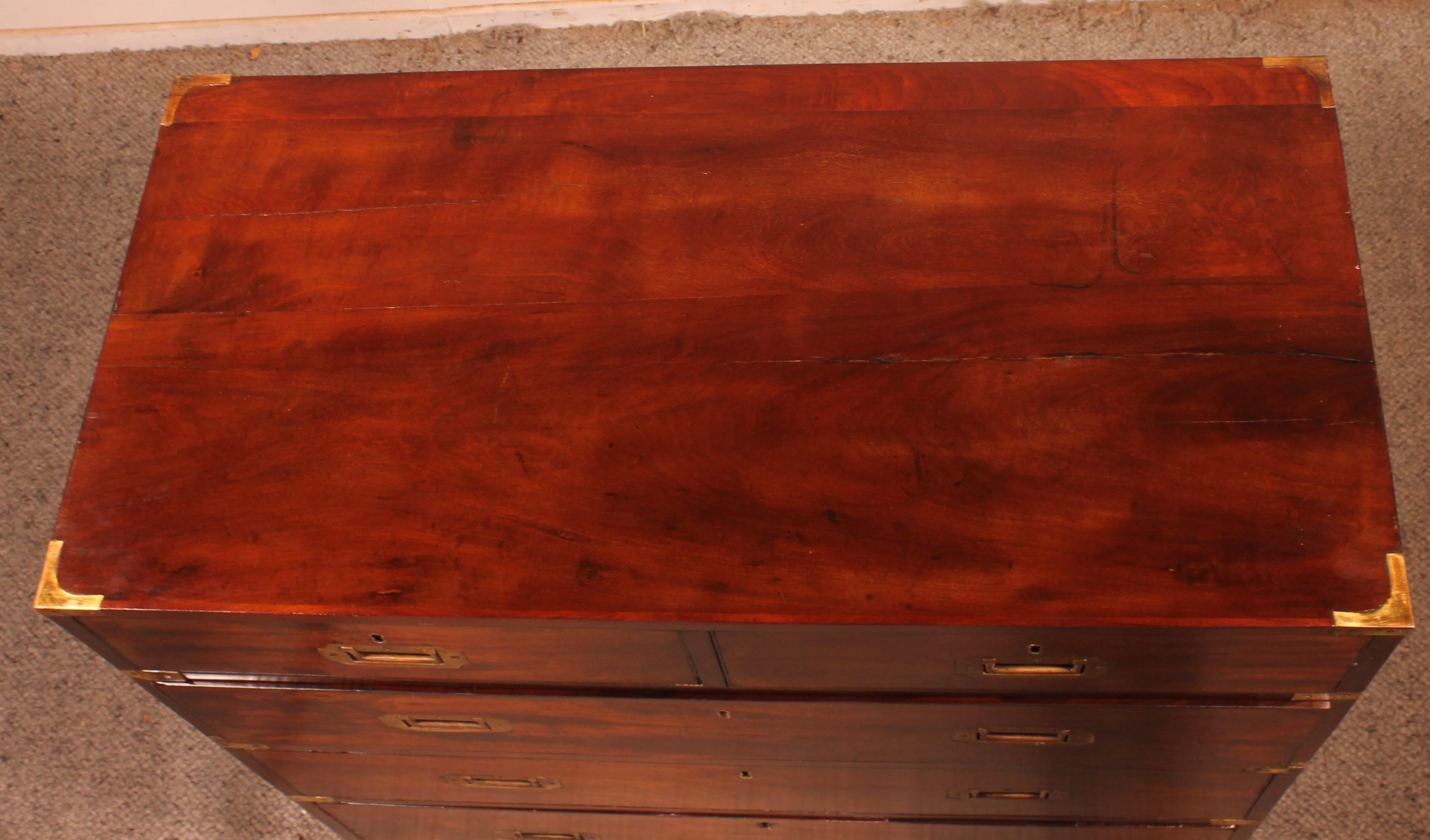 Campaign Chest of Drawer in Mahogany-19 ° Century 4