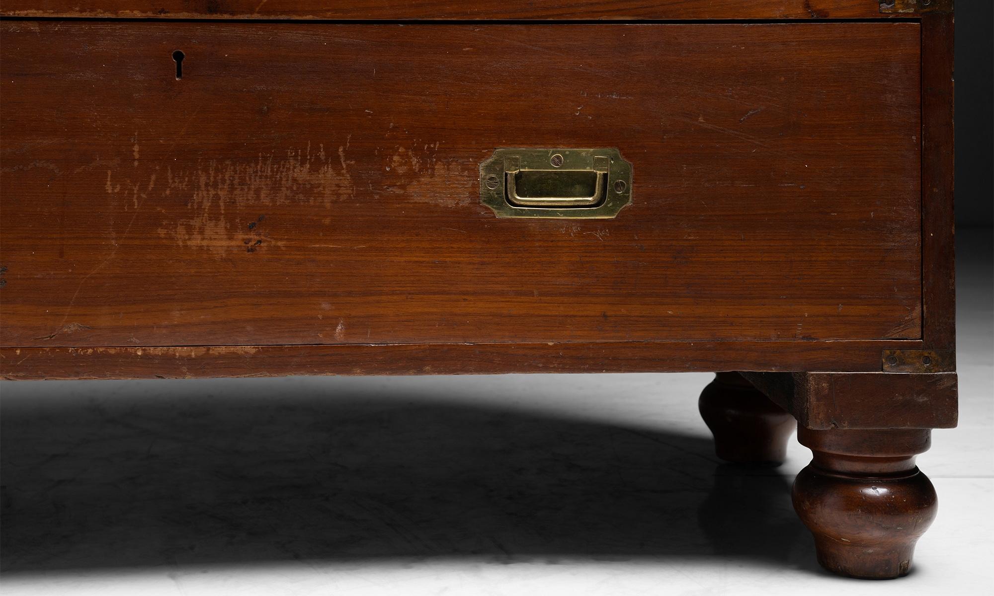 English Campaign Chest of Drawers, England circa 1870 For Sale