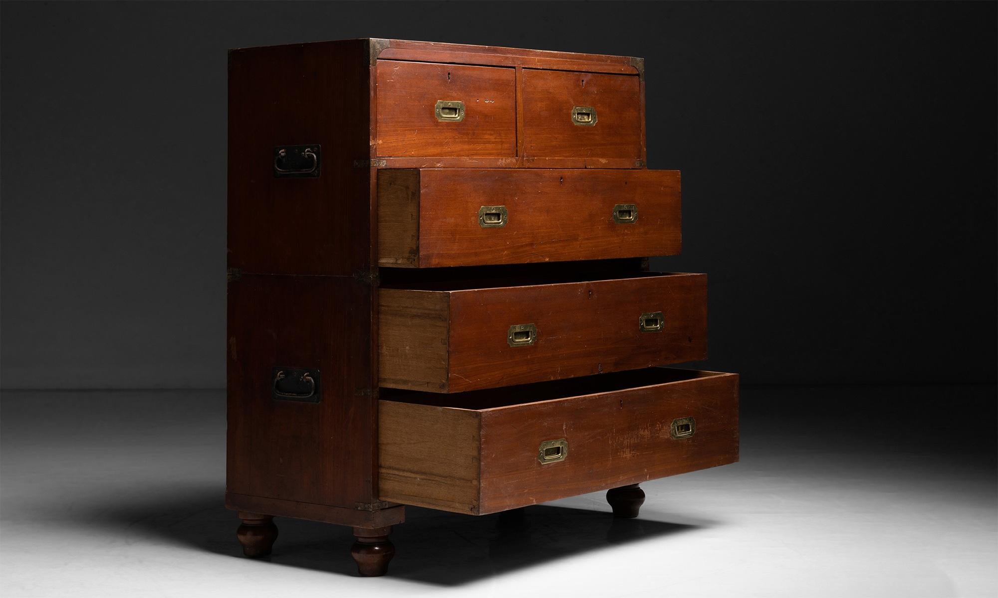 19th Century Campaign Chest of Drawers, England circa 1870 For Sale