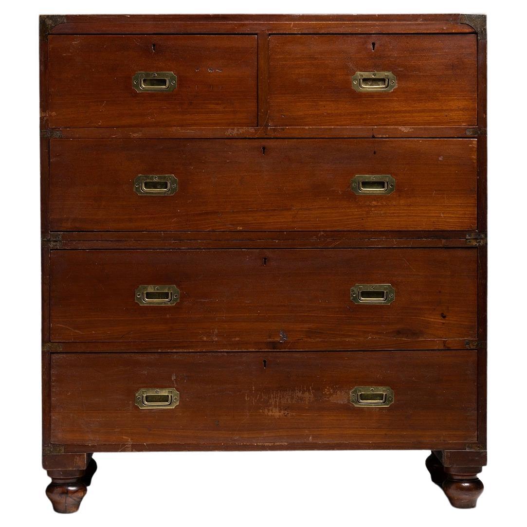 Campaign Chest of Drawers, England circa 1870 For Sale