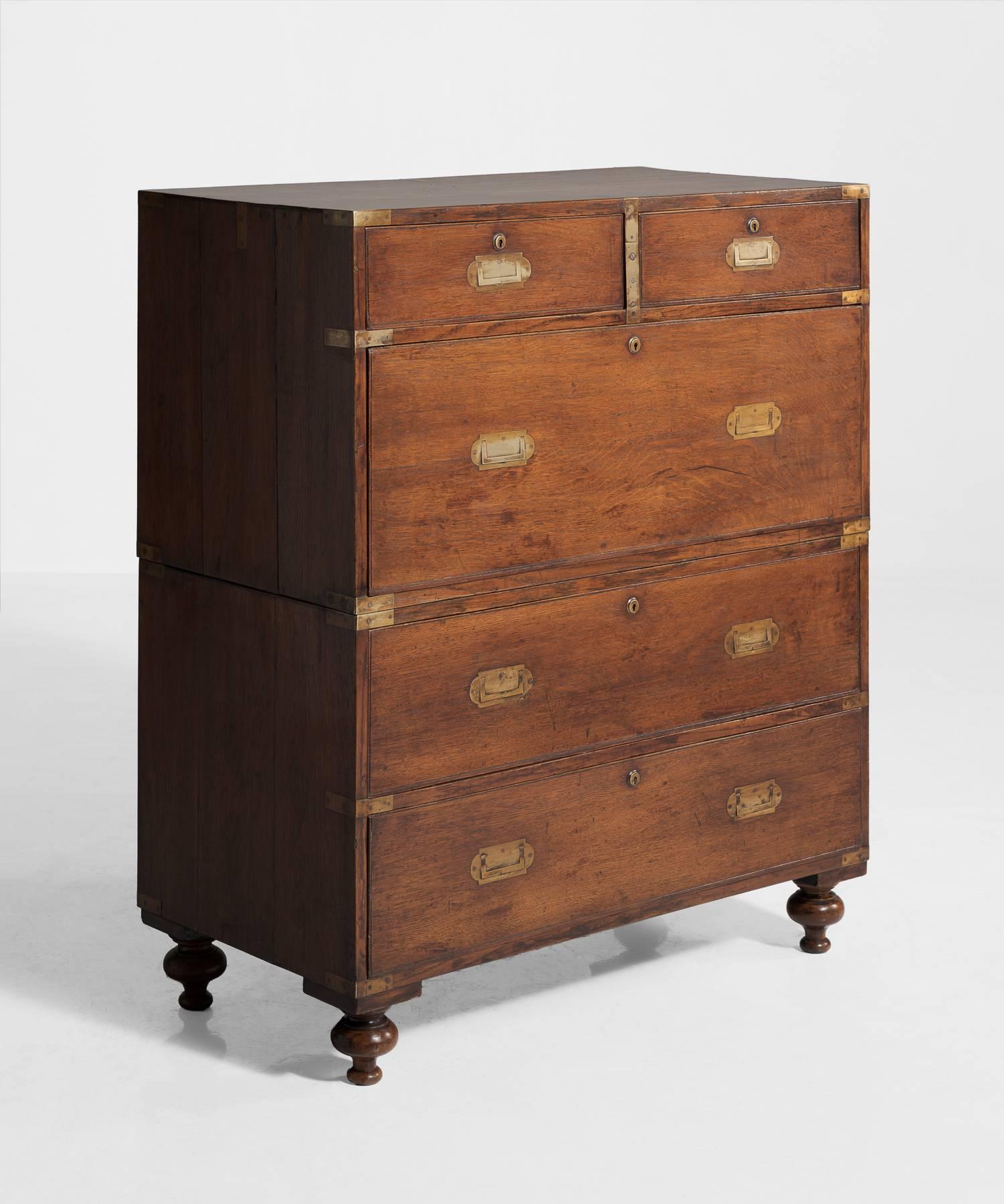 Edwardian Campaign Chest of Drawers, England, circa 1910