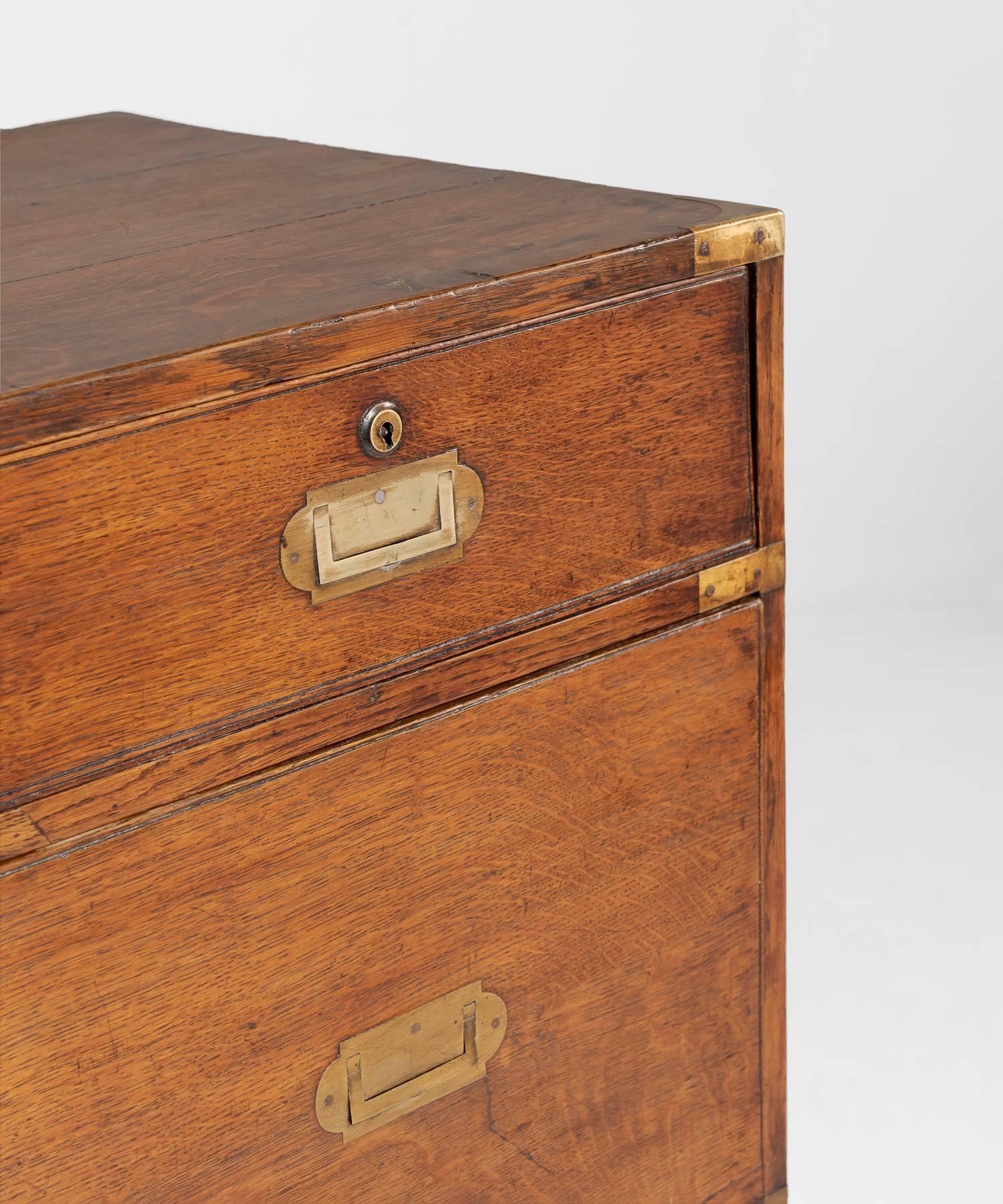Campaign Chest of Drawers, England, circa 1910 In Good Condition In Culver City, CA