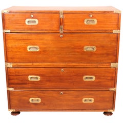 Antique Campaign Chest Of Drawers From England 19 ° Century In Mahogany