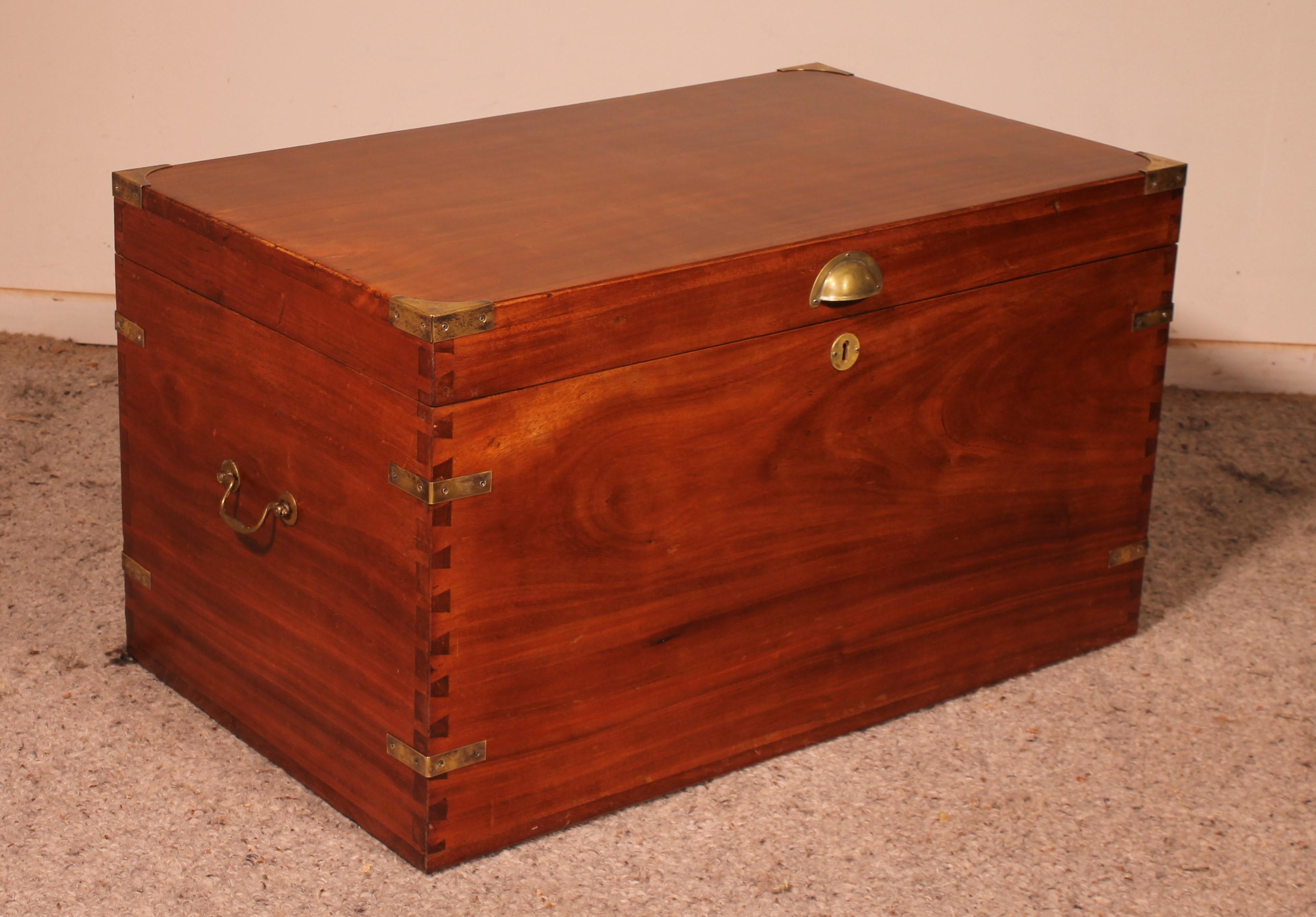 Campaign Chest or Marine Chest in Camphor Wood circa 1900, England 1