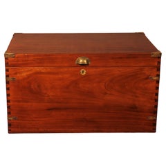 Used Campaign Chest or Marine Chest in Camphor Wood circa 1900, England