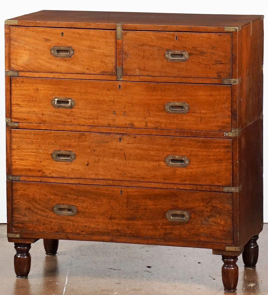 Campaign Chest Secretary of Brass-Bound Mahogany for British Military Officer For Sale 11