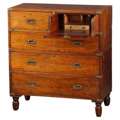 Used Campaign Chest Secretary of Brass-Bound Mahogany for British Military Officer