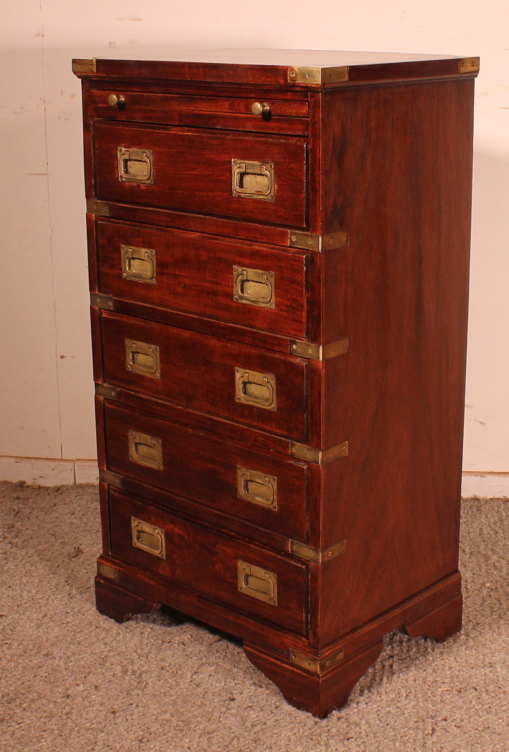 20th Century Campaign Chiffonier In Mahogany For Sale
