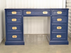 Campaign Desk in Blue Lacquer