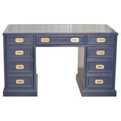 Campaign Desk in Blue Lacquer