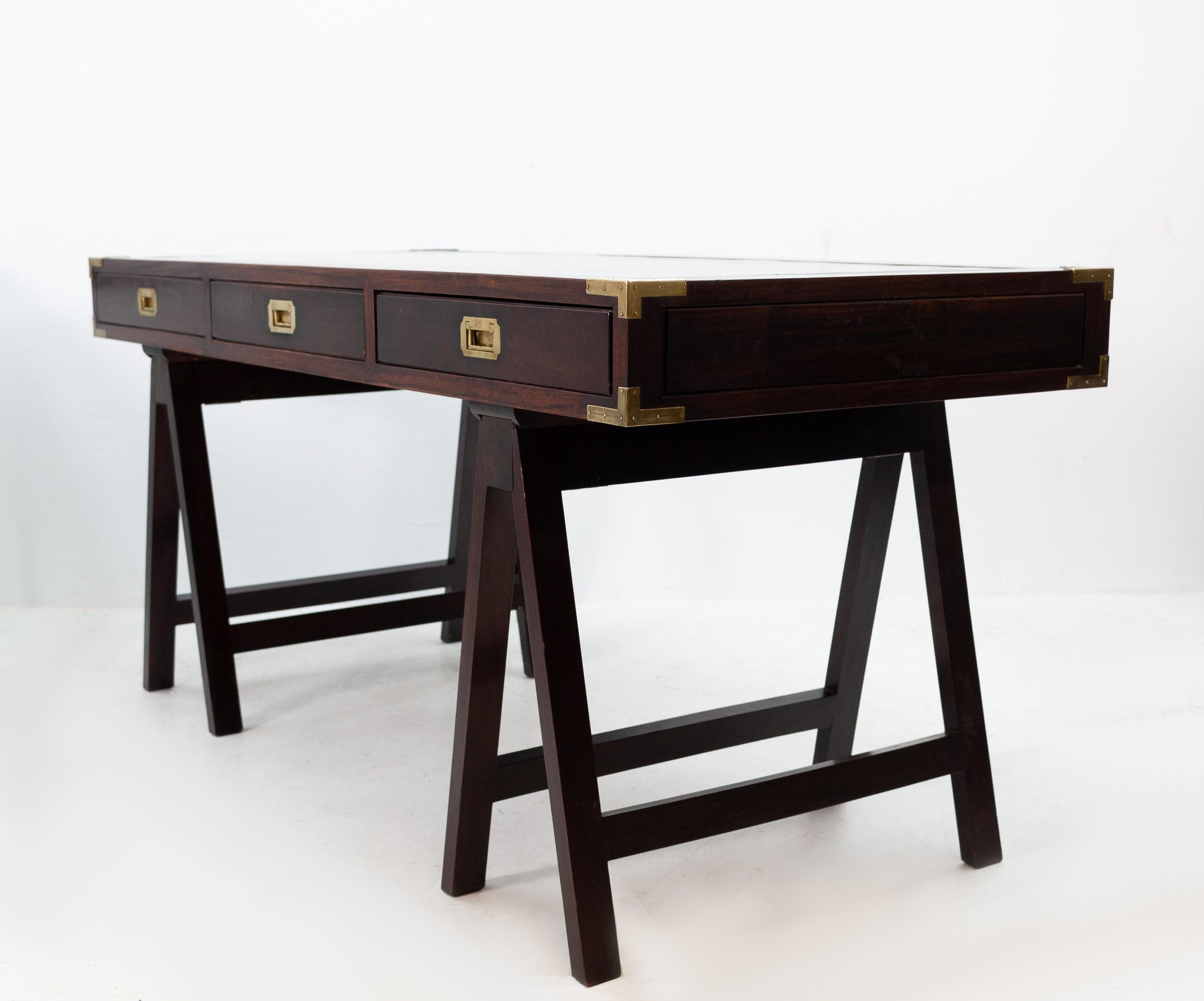 Neoclassical Campaign Desk Leather Top