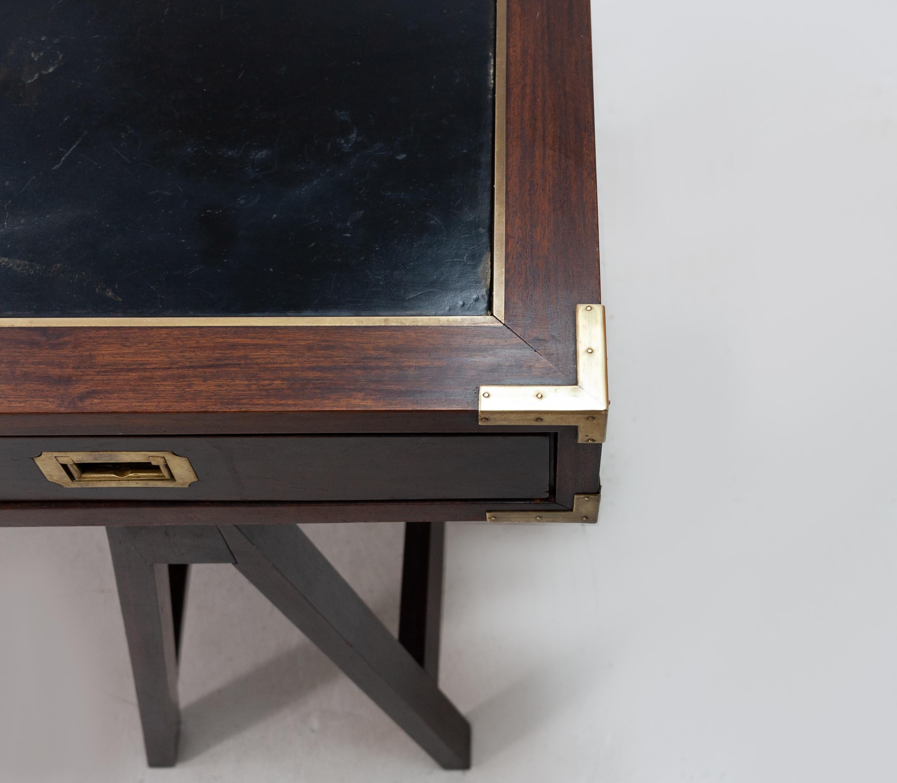 Mid-20th Century Campaign Desk Leather Top