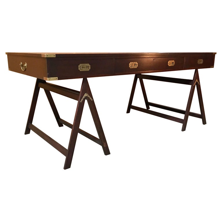 Campaign Desk of Mahogany and Leather at 1stDibs