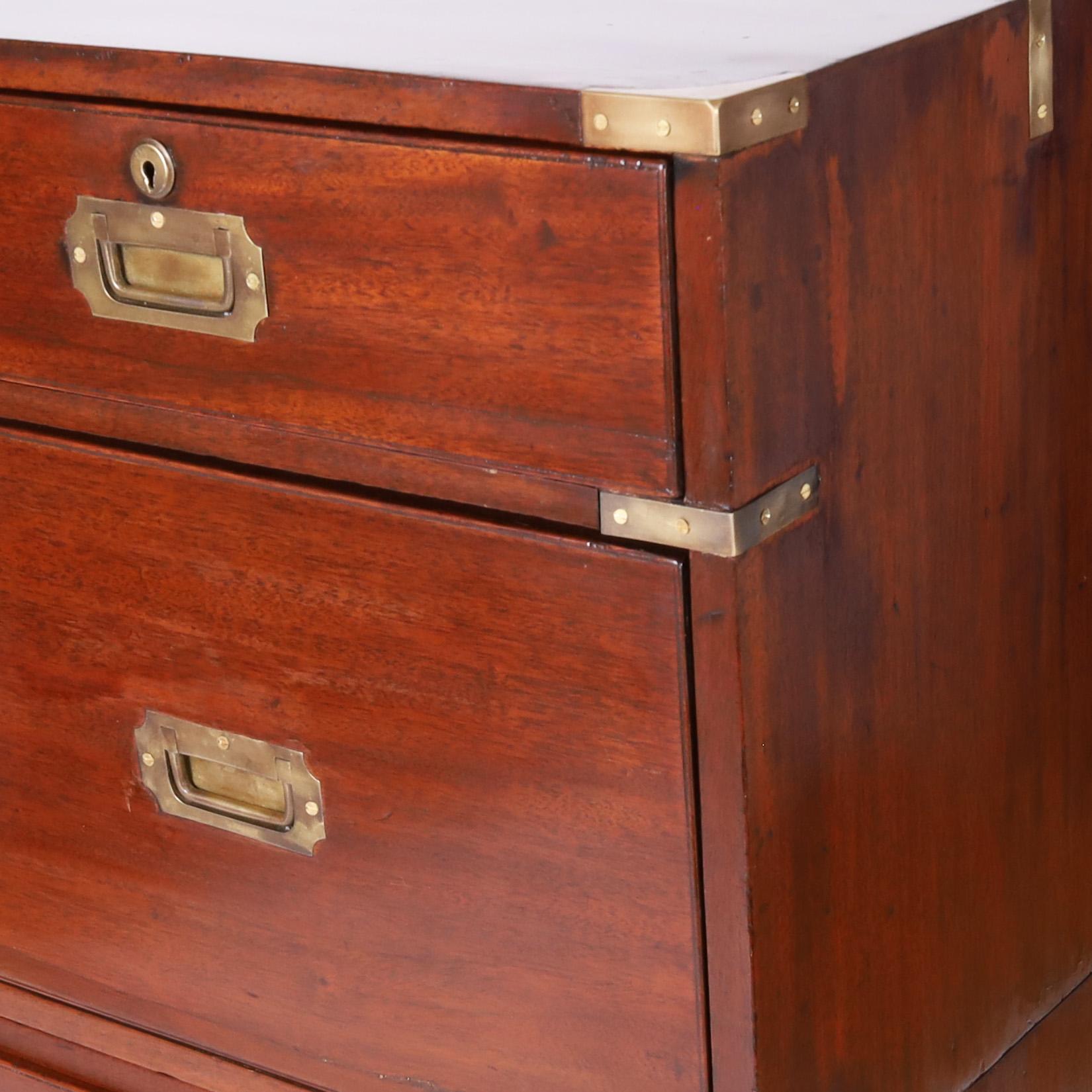 Brass Campaign English Chest of Drawers For Sale