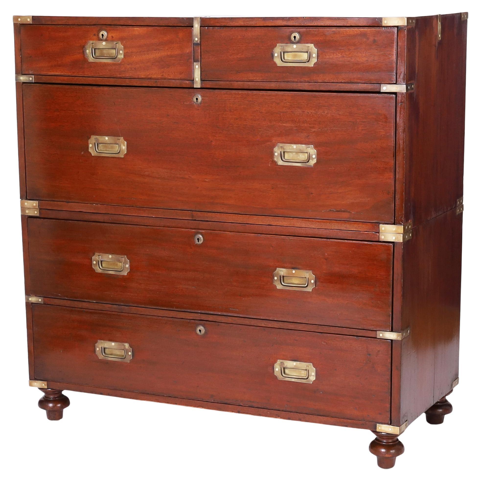 Campaign English Chest of Drawers For Sale