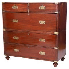 Antique Campaign English Chest of Drawers