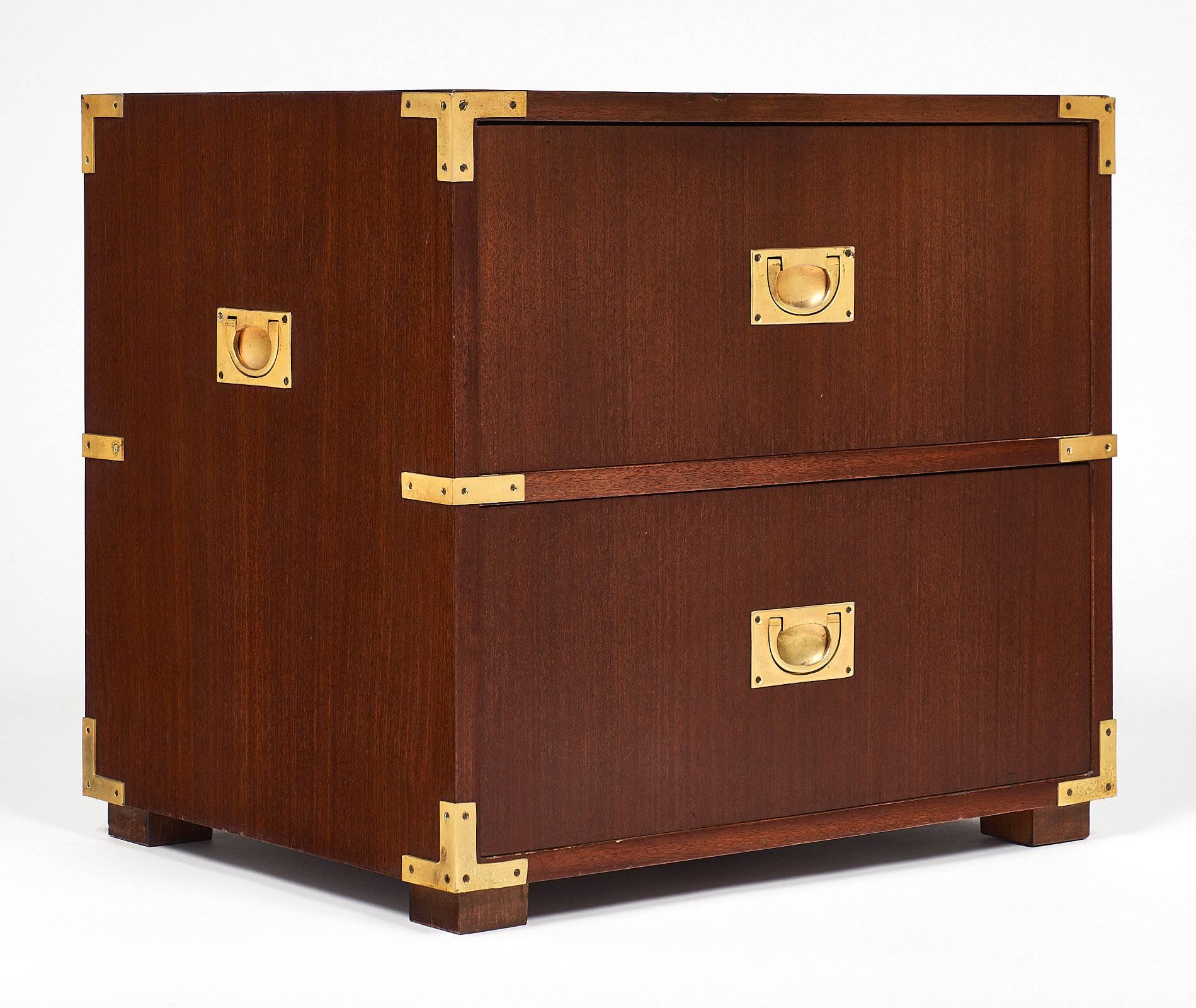 Mahogany Campaign English Chest Side Tables