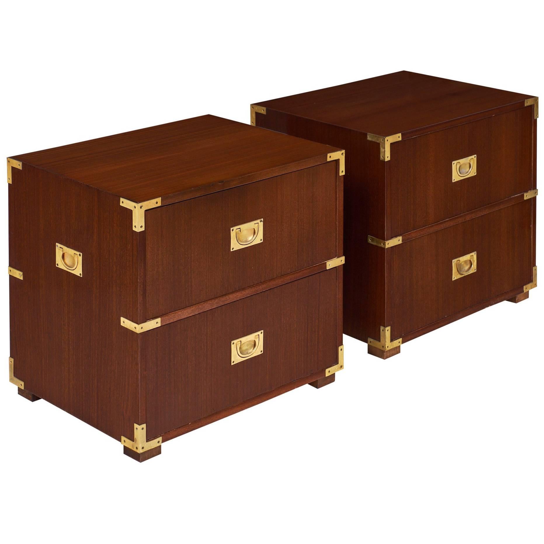 Campaign English Chest Side Tables