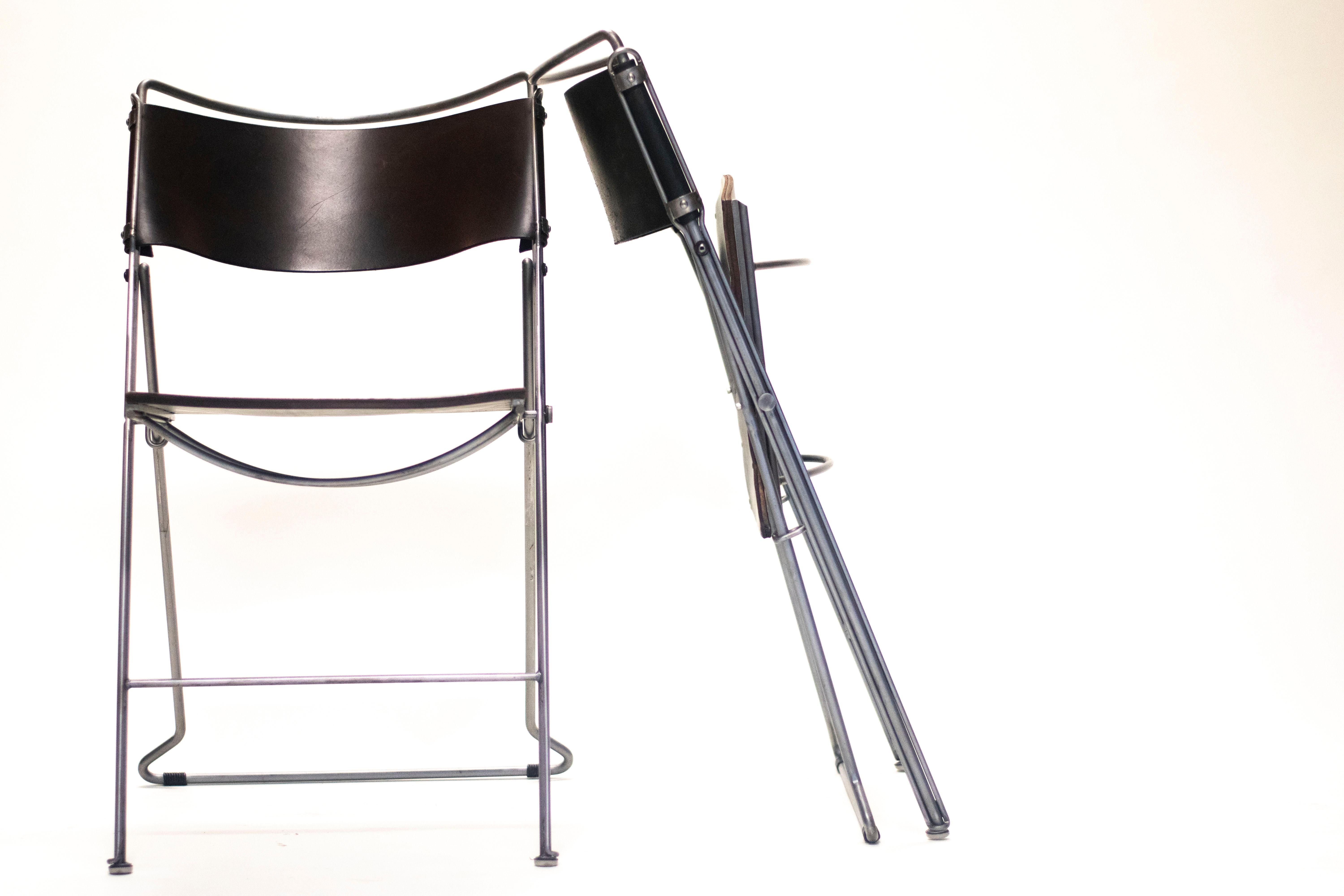 Leather Campaign Folding Chair For Sale