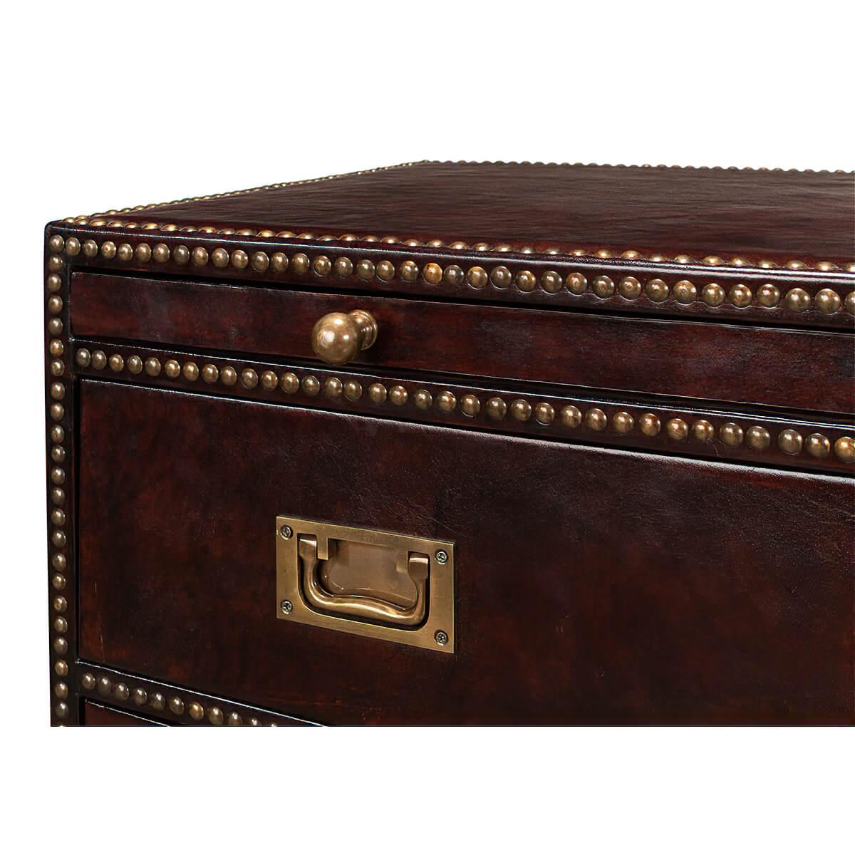 Leather Campaign Form Dresser For Sale