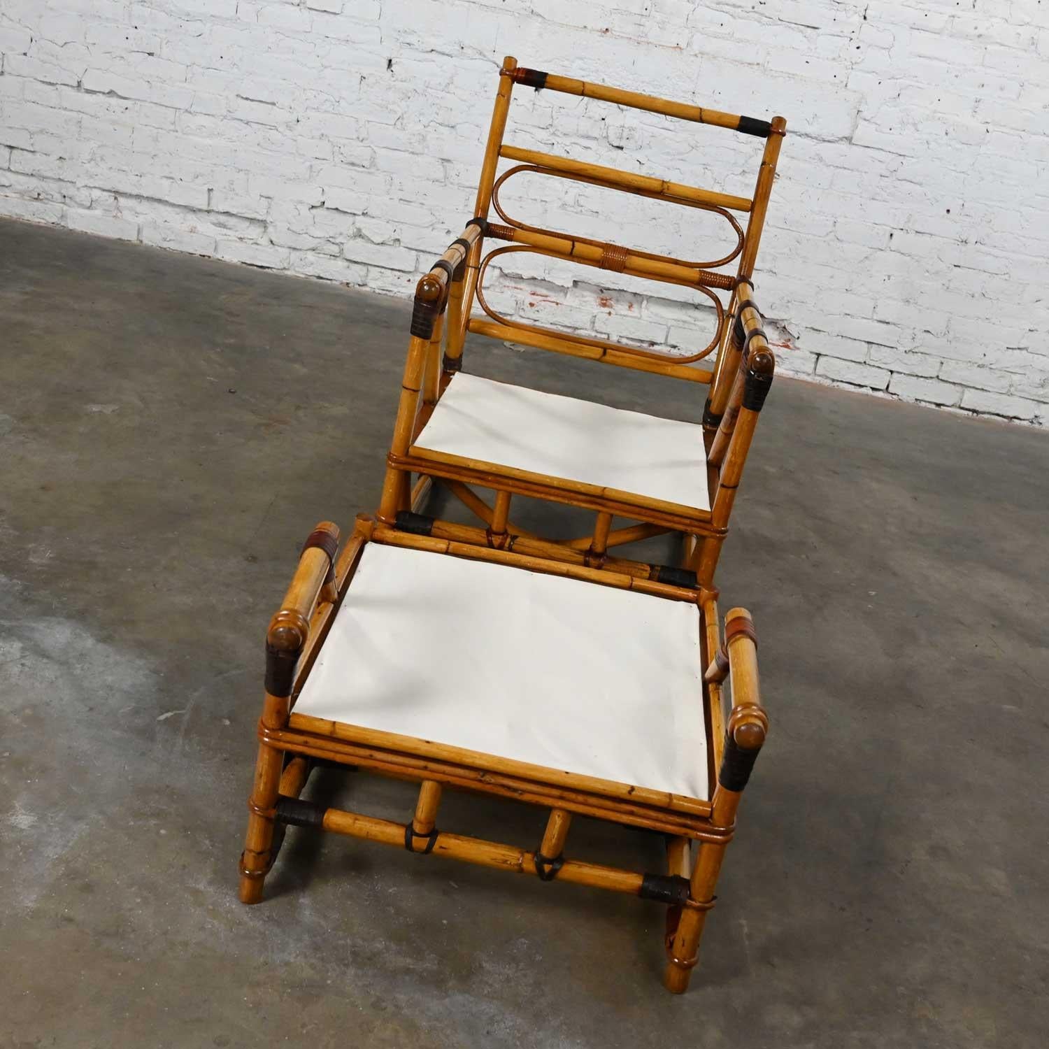Campaign Island Style Rattan Lounge Chair & Ottoman Style Ficks Reed & McGuire 4