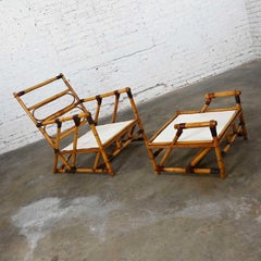 Campaign Island Style Rattan Lounge Chair & Ottoman Style Ficks Reed & McGuire