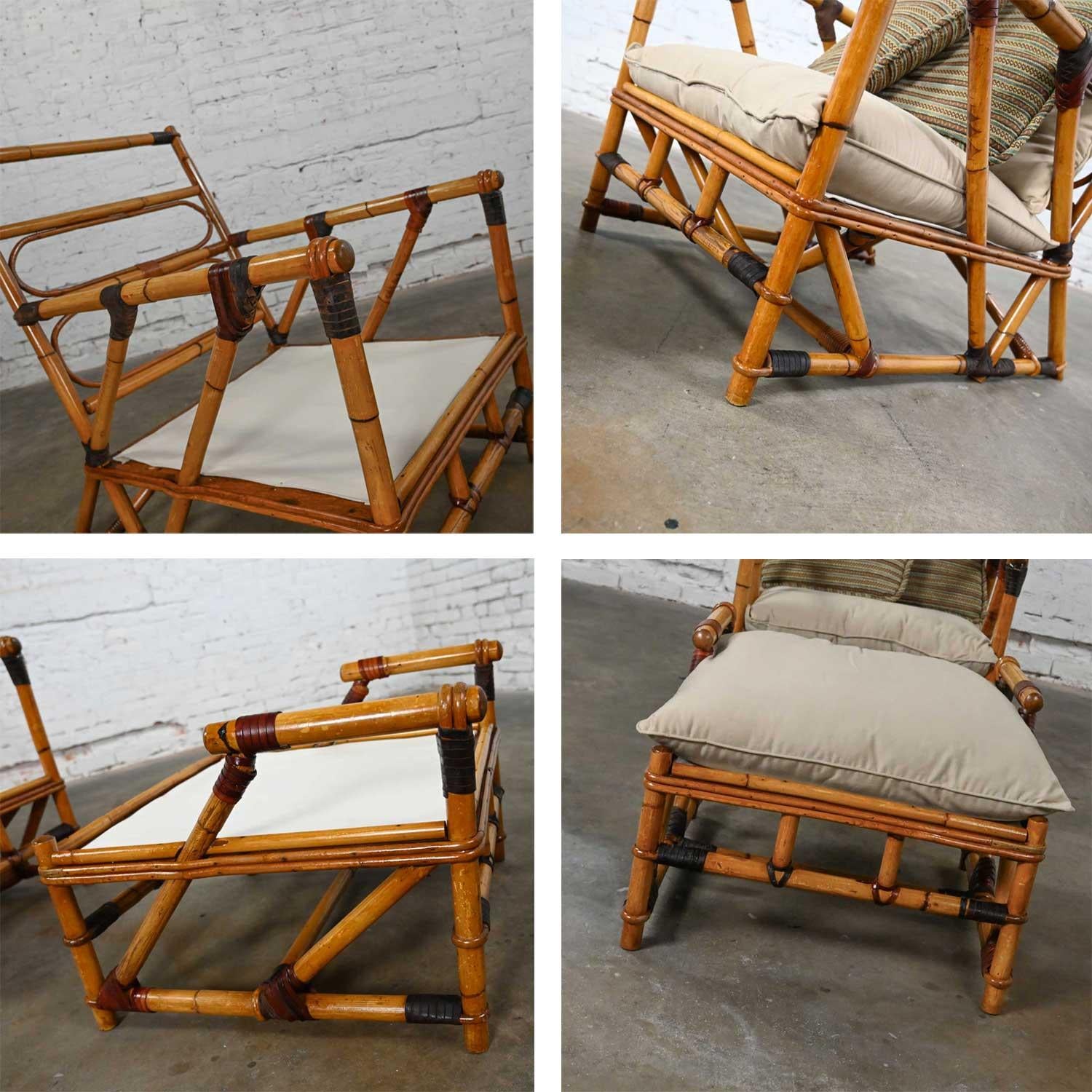 Campaign Island Style Rattan Lounge Chair & Ottoman Style Ficks Reed & McGuire 14