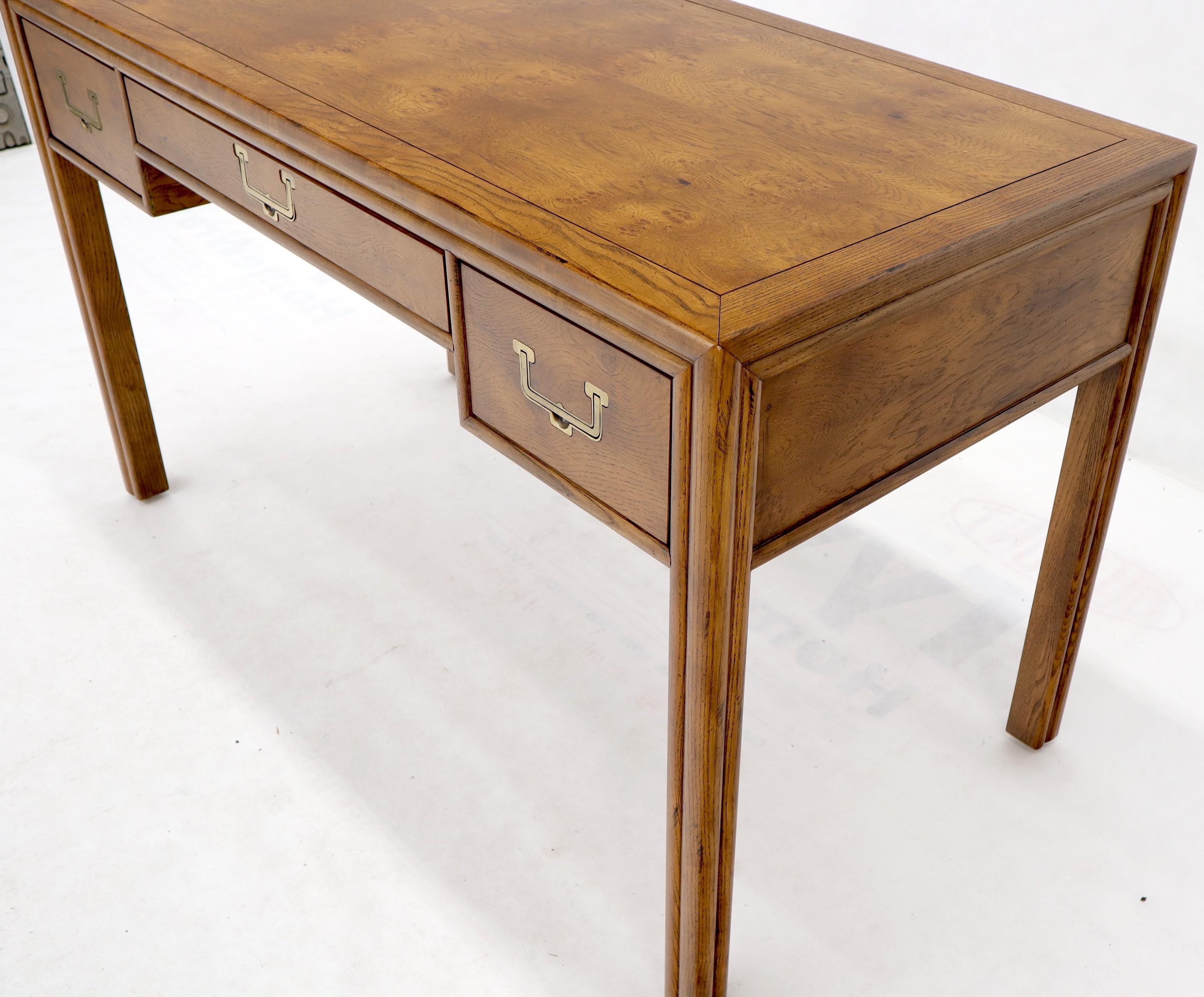 20th Century Campaign Mid-Century Modern 3 Drawers Writing Table Desk by Henredon