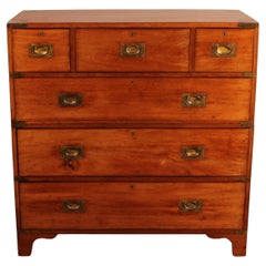 Campaign or Marine Chest of Drawers from Officer in Mahogany-19° Century
