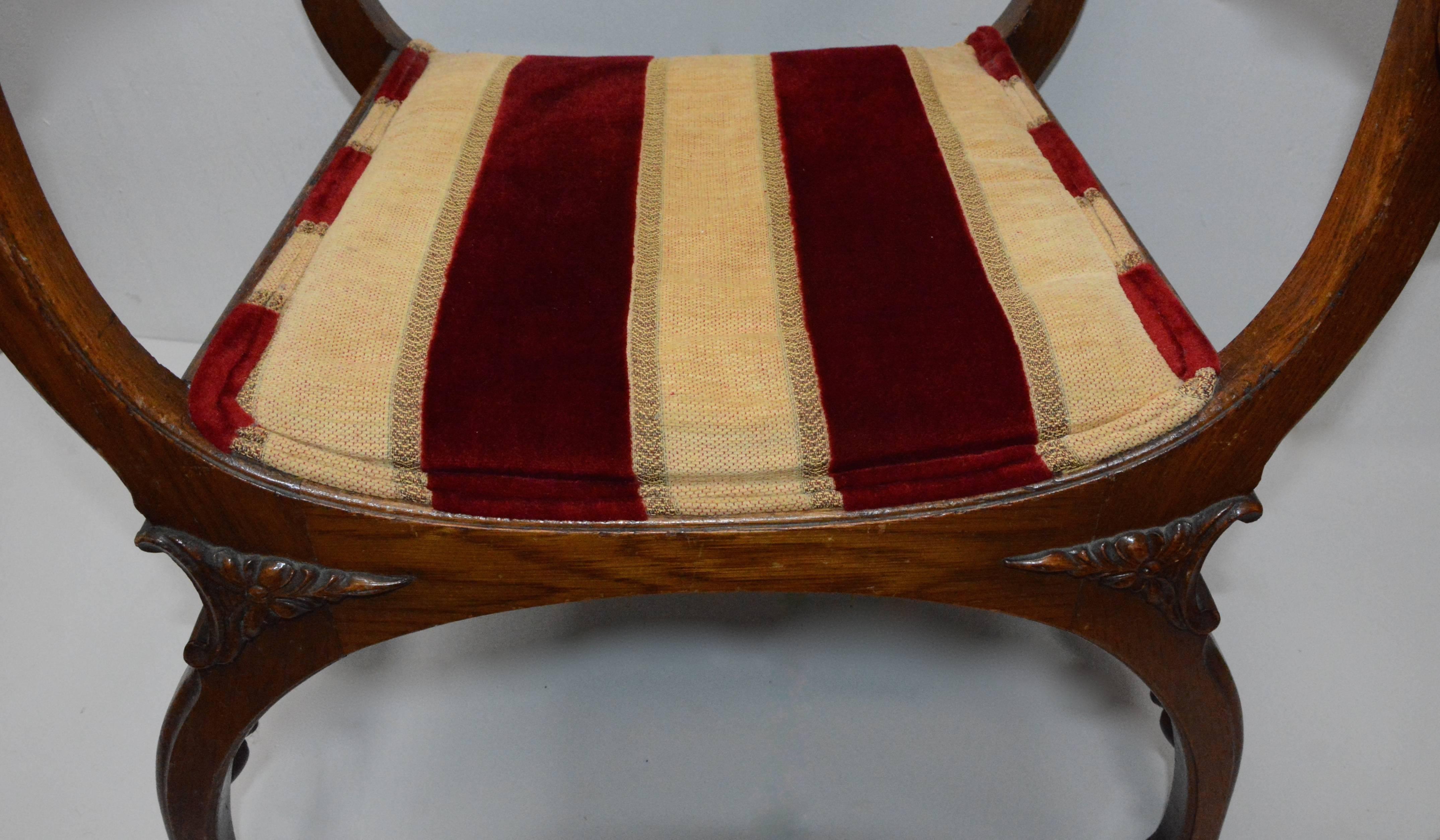 Italian Campaign Prayer Chair, 19th Century For Sale