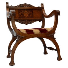 Antique Campaign Prayer Chair, 19th Century
