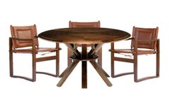Campaign walnut safari  Dining Chair with Brown or Black Leather