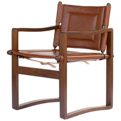 Campaign walnut safari  Dining Chair with Brown or Black Leather 