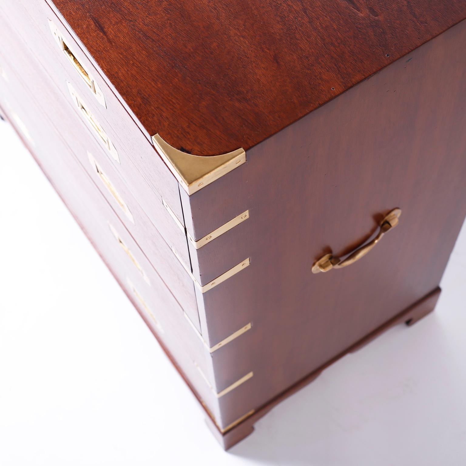 English Campaign Secretary Chest of Drawers