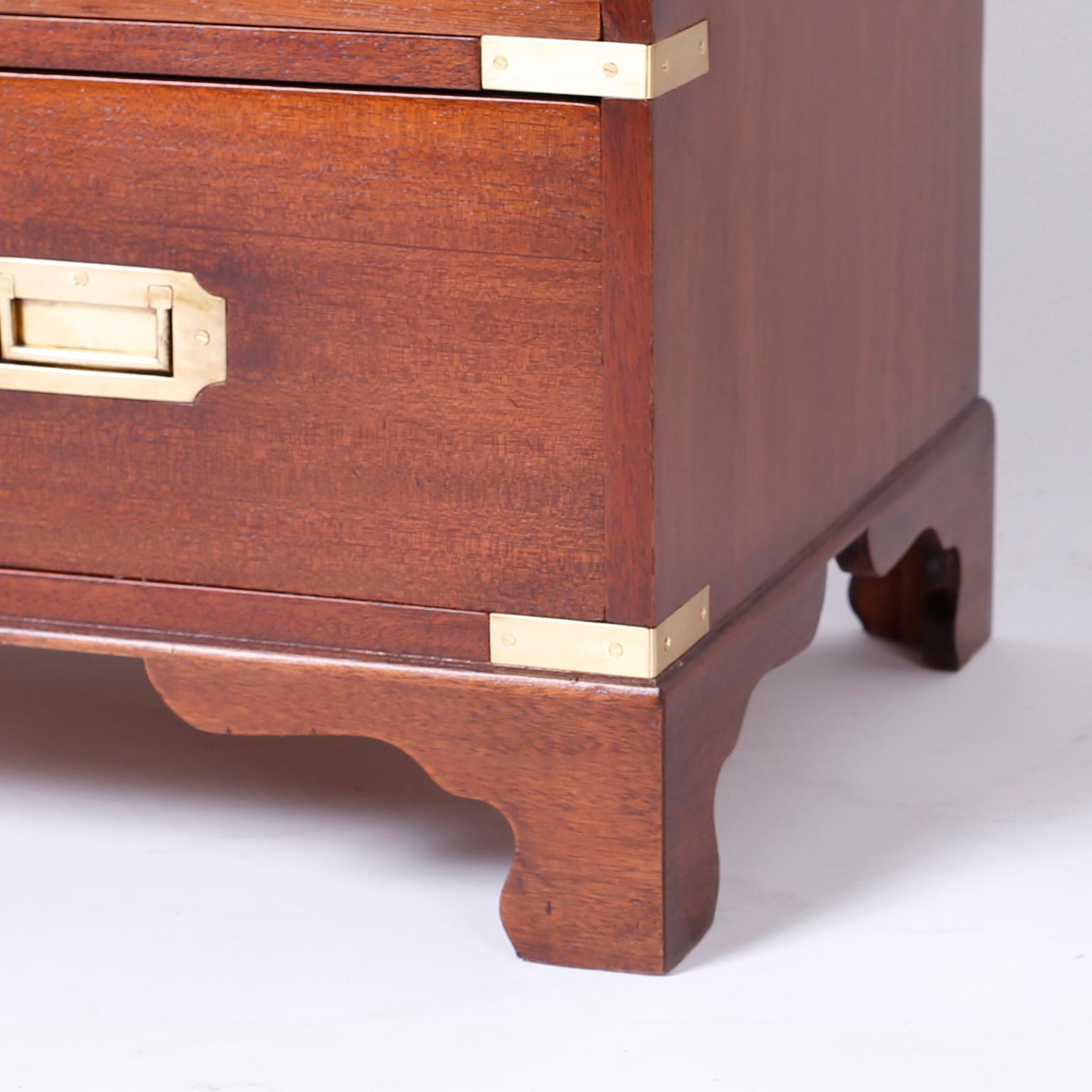 20th Century Campaign Secretary Chest of Drawers