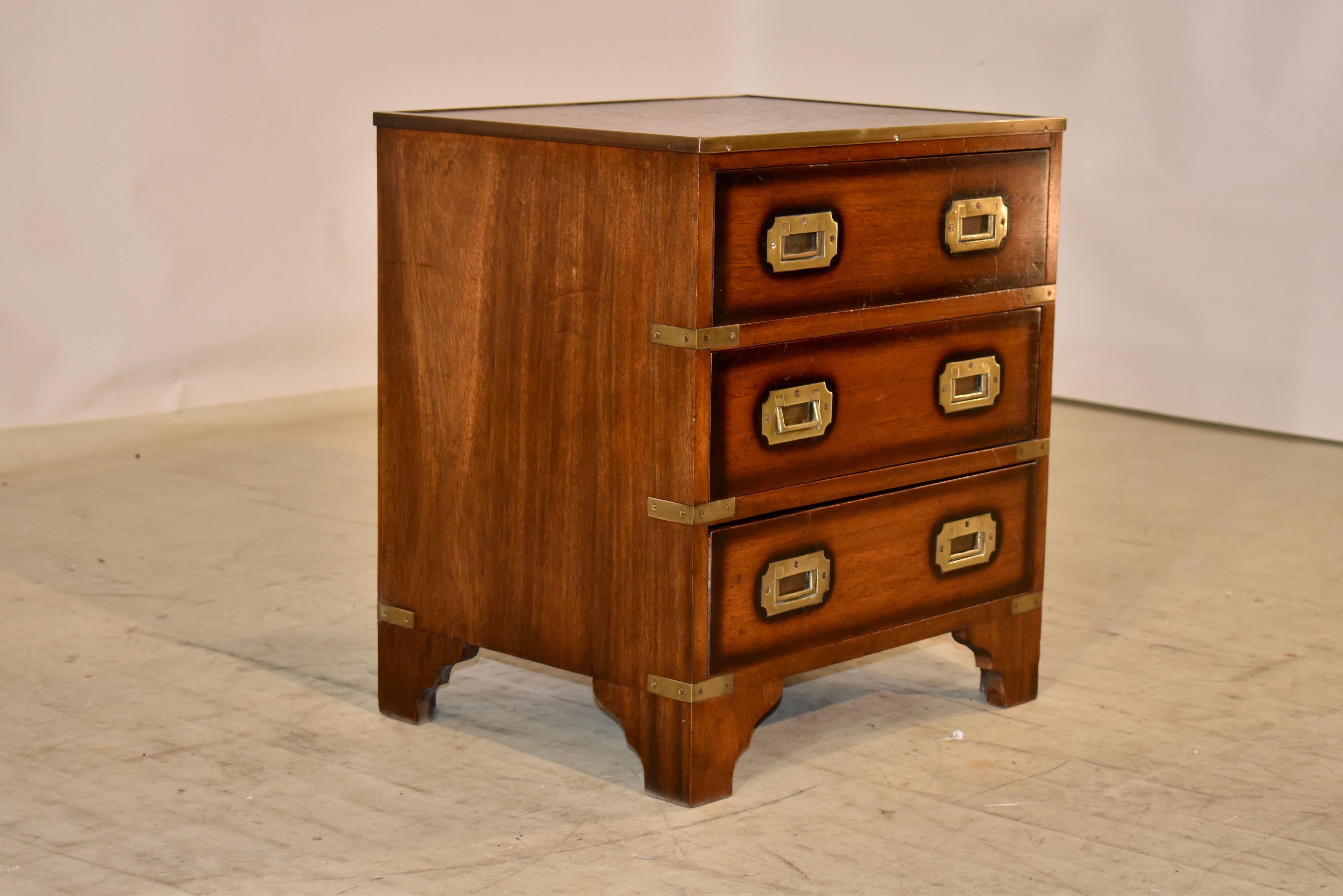 Campaign Small Chest Side Table, circa 1950 For Sale at 1stDibs