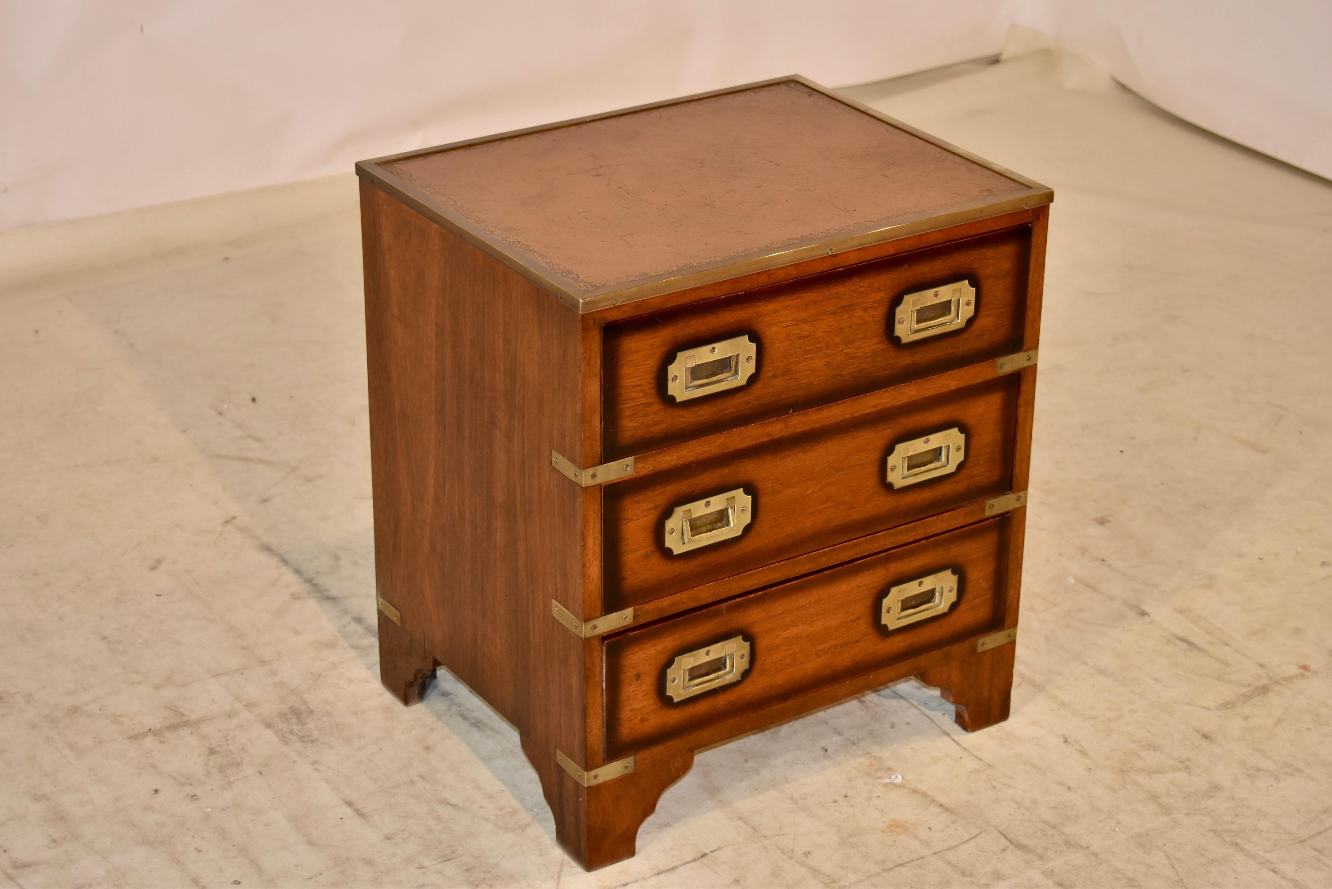 Campaign Small Chest Side Table, circa 1950 For Sale at 1stDibs
