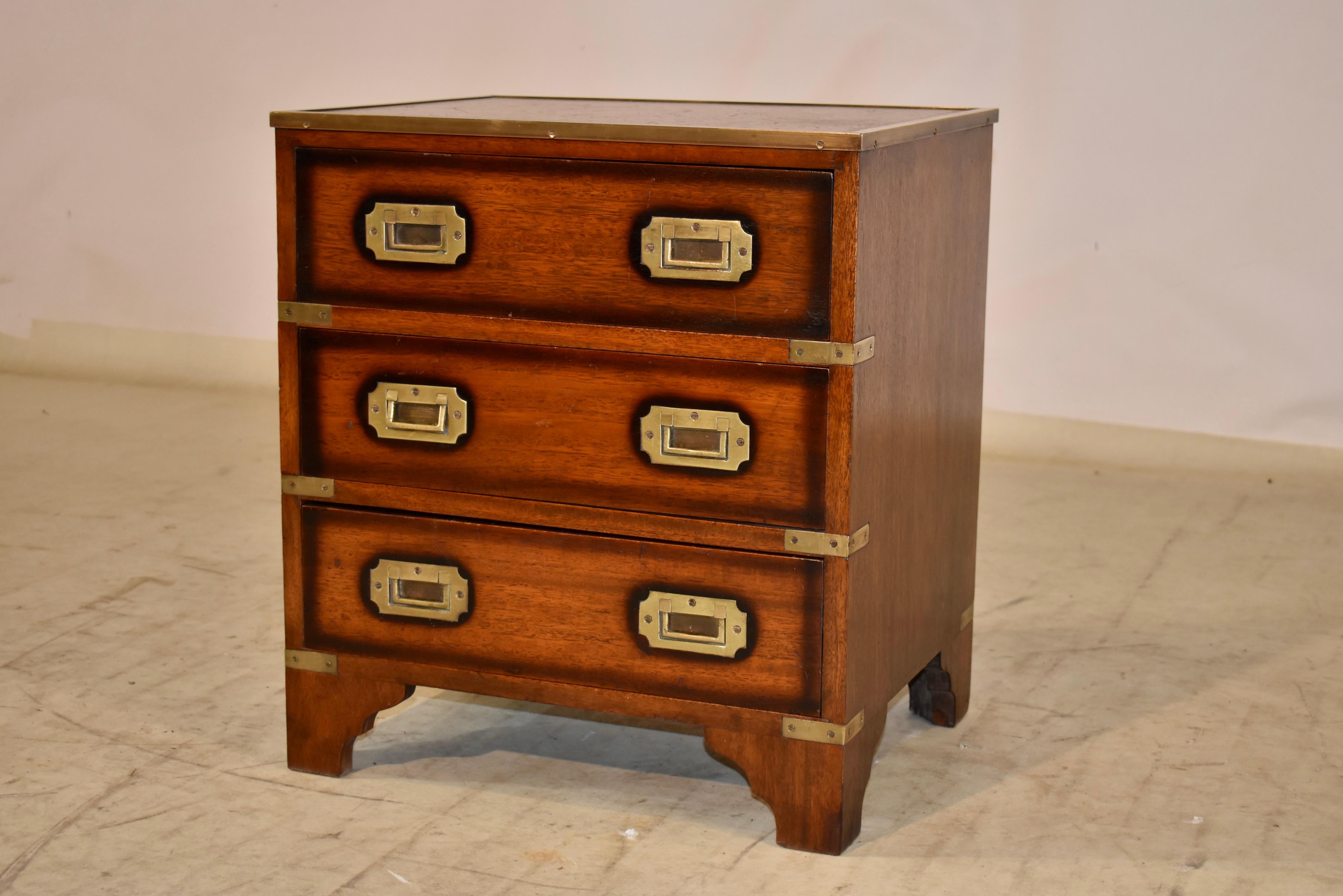 Campaign Small Chest Side Table, circa 1950 For Sale at 1stDibs