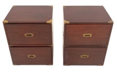 Campaign Style 2-Drawer Filing Cabinets, Pair