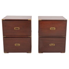 Campaign Style 2-Drawer Filing Cabinets, Pair