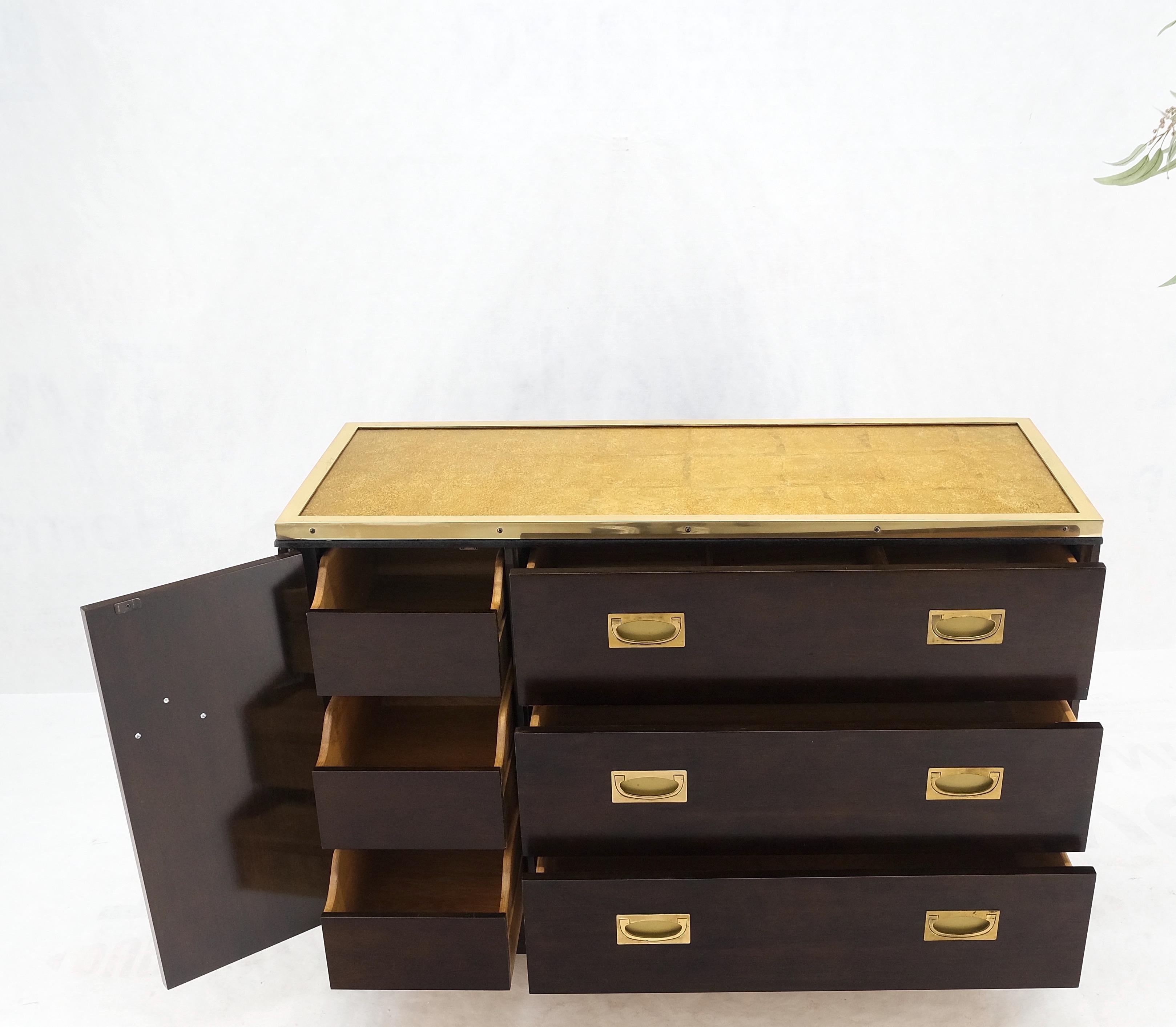 Campaign Style 6 Drawers Brass Drop Pulls Mid-Century Modern Bachelor Chest Mint For Sale 6