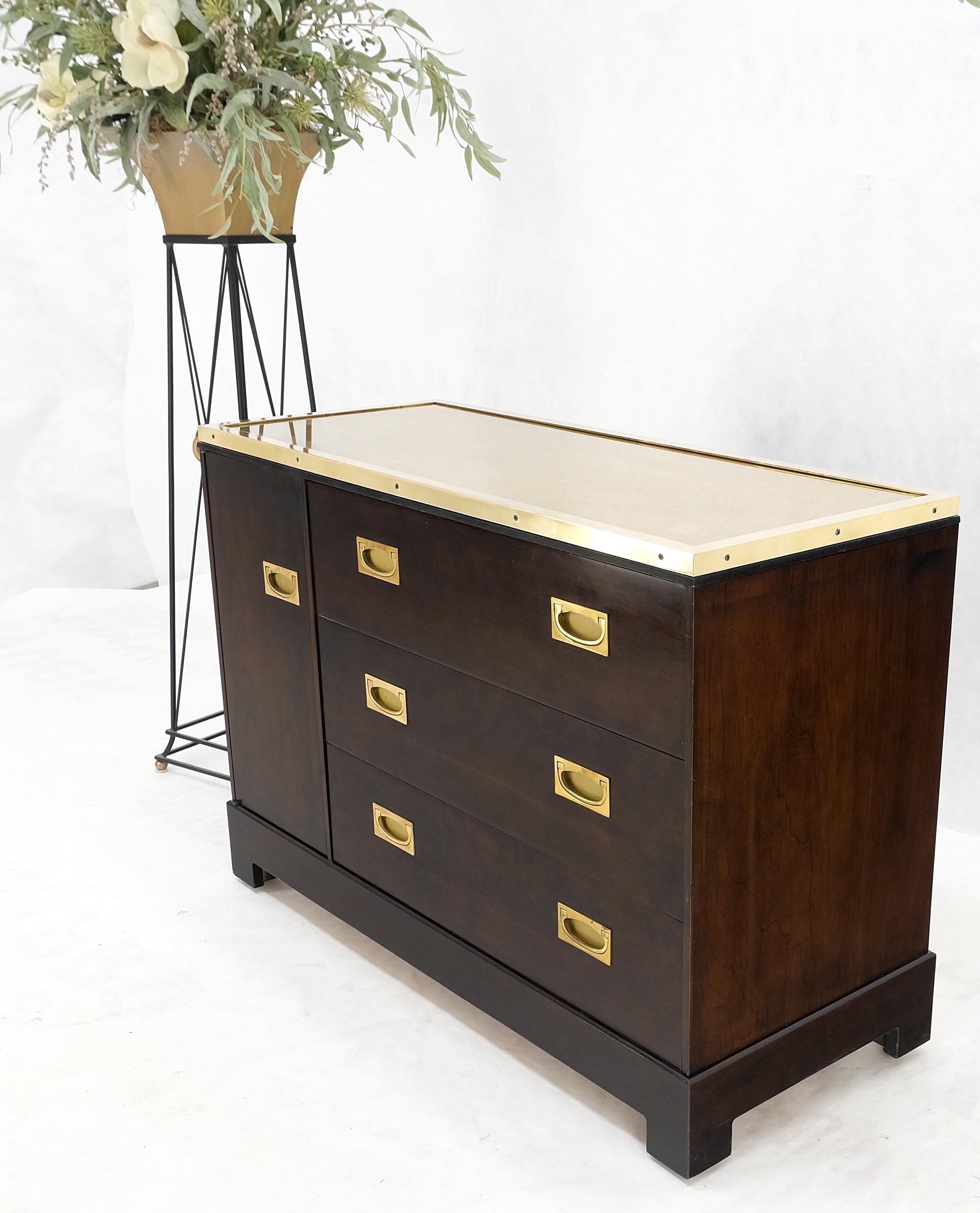 Campaign Style 6 Drawers Brass Drop Pulls Mid-Century Modern Bachelor Chest Mint For Sale 1