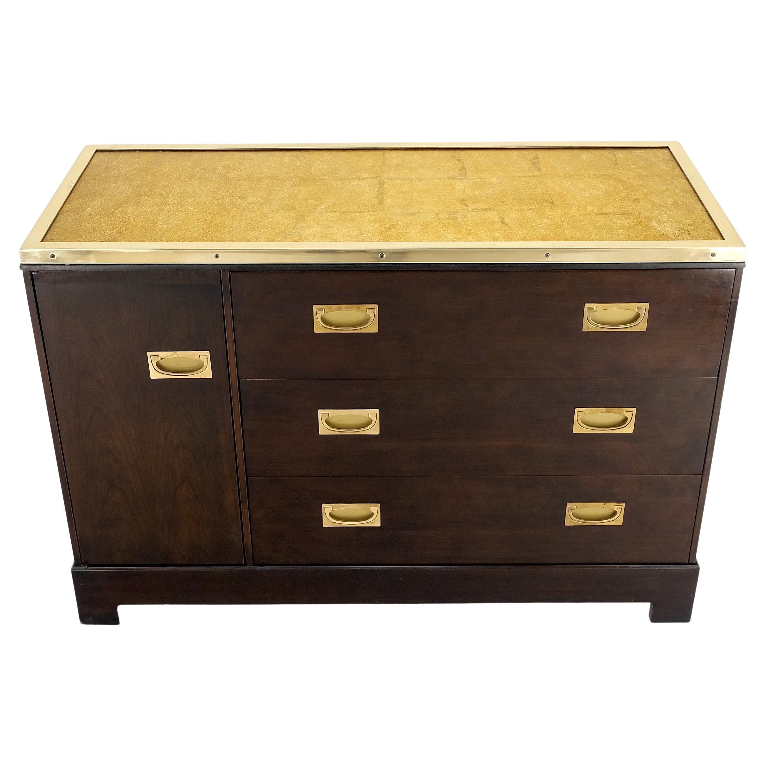 Campaign Style 6 Drawers Brass Drop Pulls Mid-Century Modern Bachelor Chest Mint For Sale