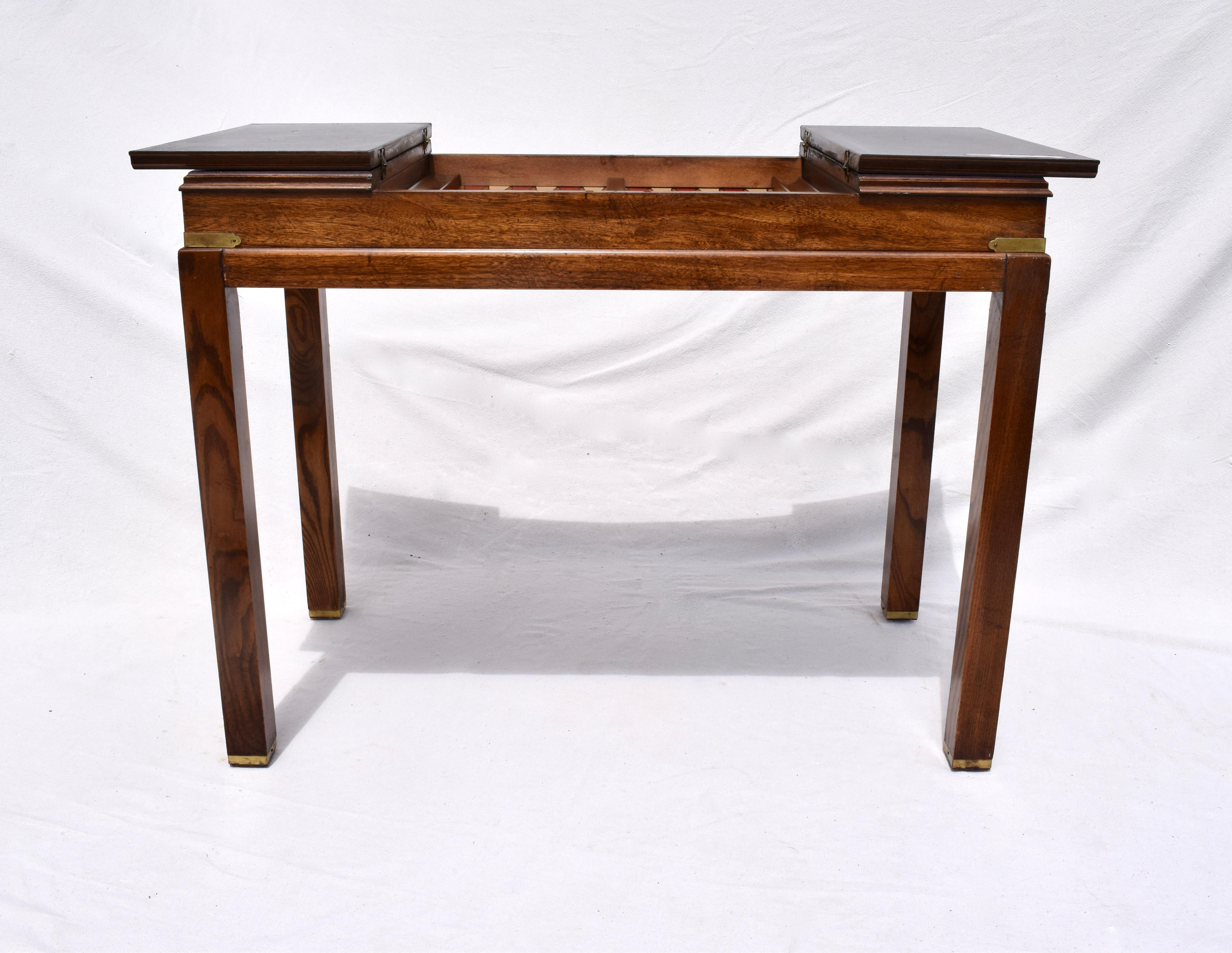 Mid-Century Modern Campaign Style Backgammon Sofa Console Game Table by Lane Furniture