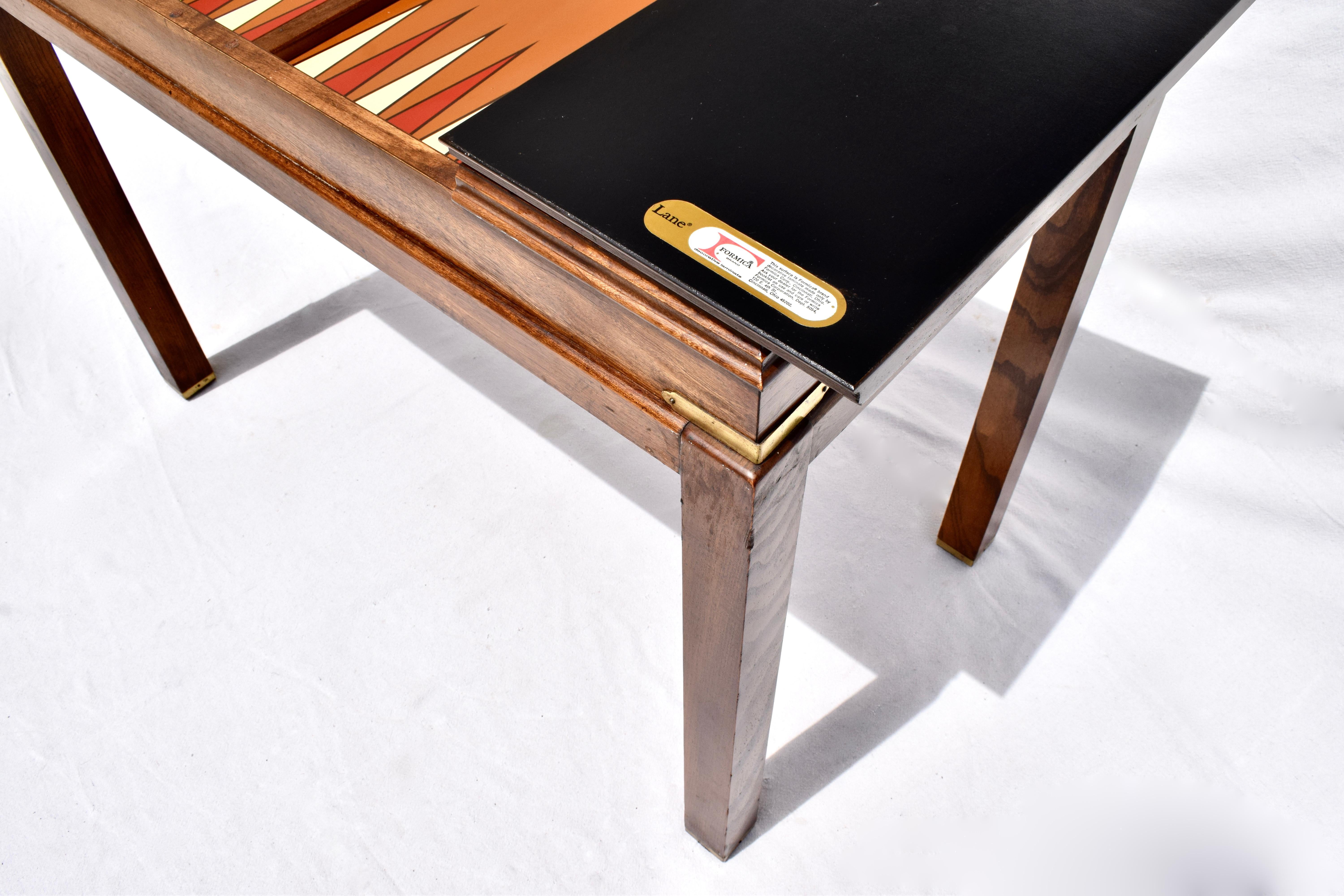 American Campaign Style Backgammon Sofa Console Game Table by Lane Furniture
